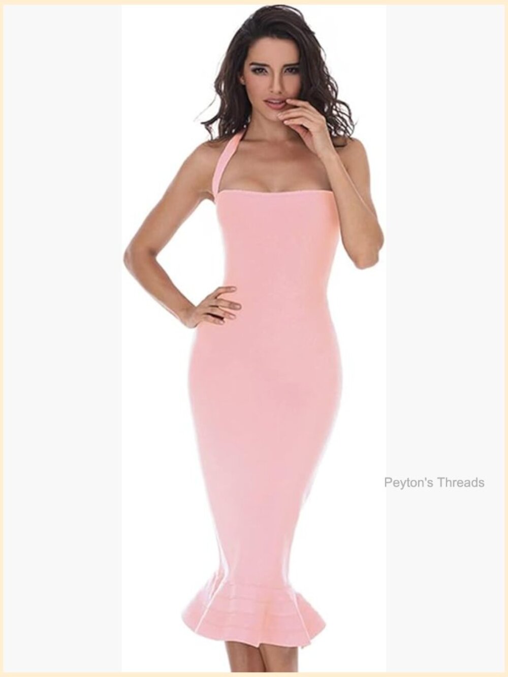 Women's Halter Fishtail Mermaid Bodycon Cocktail Bandage Dress - Picture 1 of 5